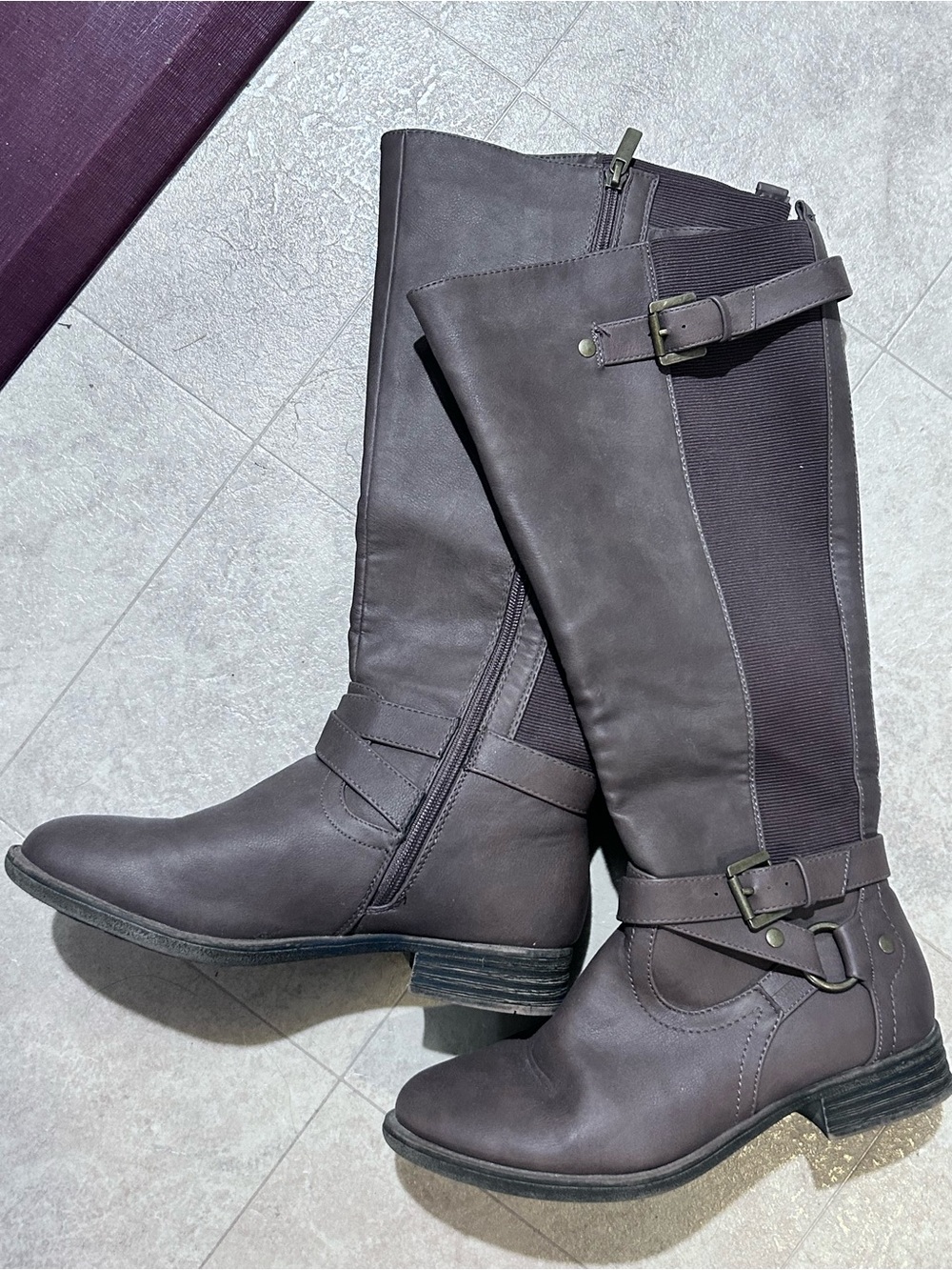 Lane Bryant wide calf brown riding boots with buckles, size 8W